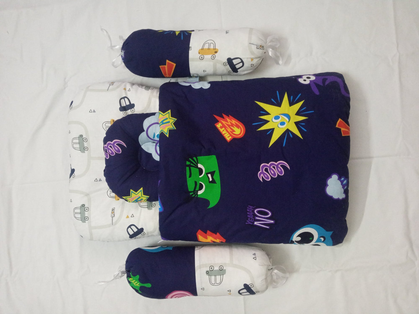 5-Piece Baby Nest Set with Bolster Pillows & Head Support
