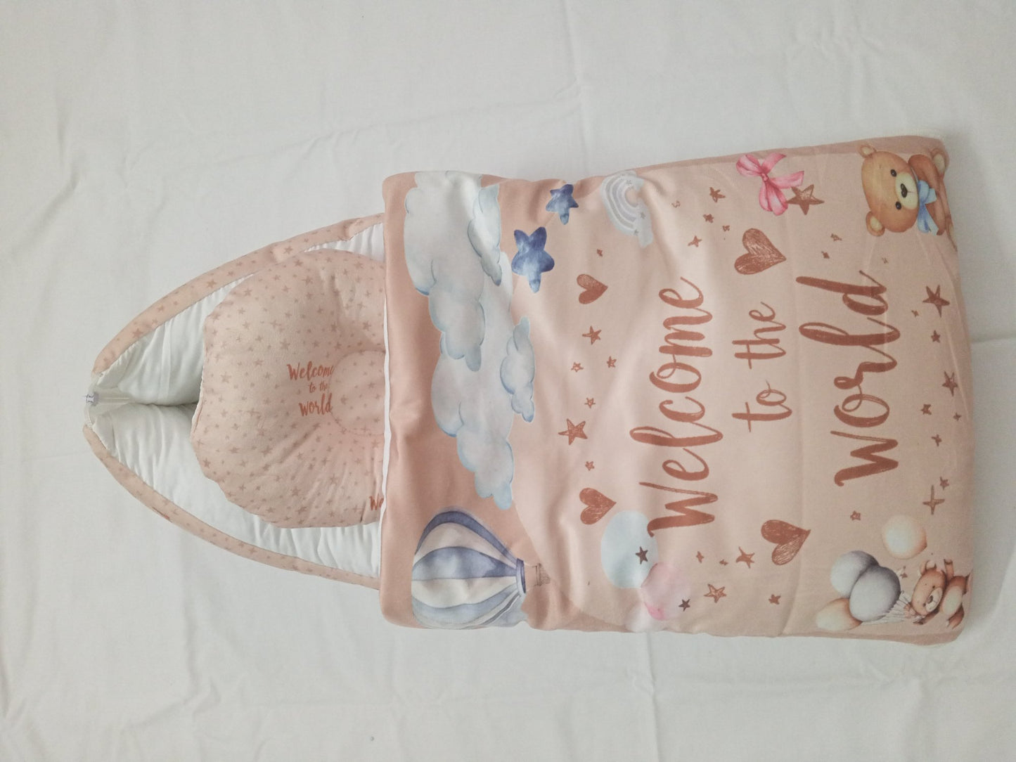 Baby Nest Sleeping Bag with Head Support Pillow | Multiple Colors & Prints