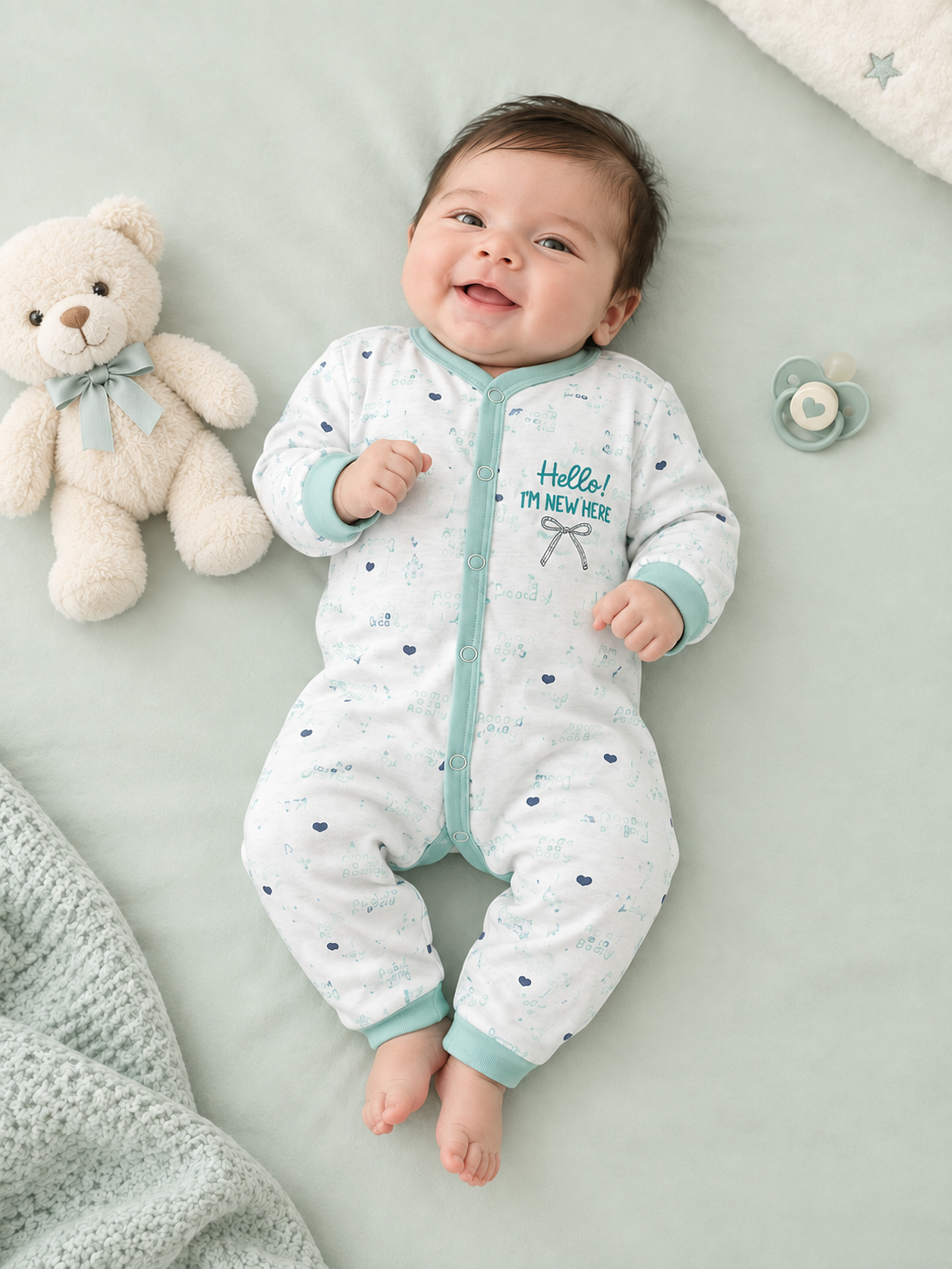 Pack of 3 Baby Rompers for Newborn | Blue, Pink & Mint Green