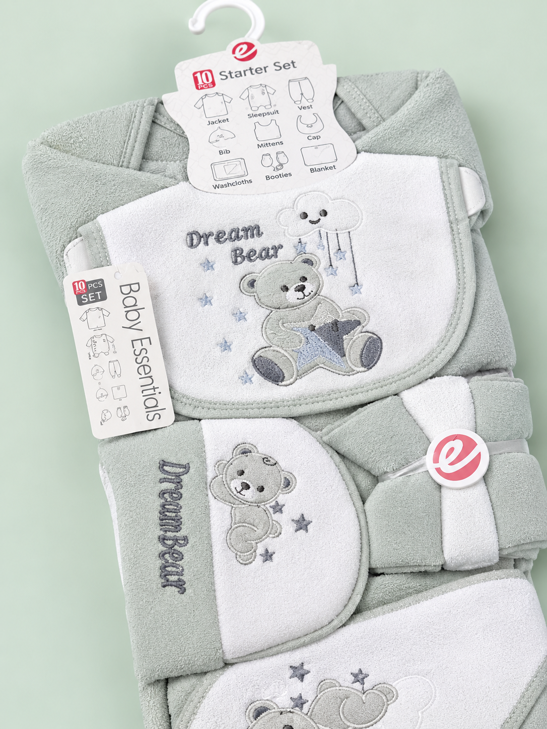 10 Pcs Winter Baby Starter Set | light grey Dream Bear Newborn Set