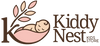 Logo of Kiddy Nest Kids Store with a baby in a nest design on a white background