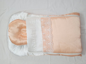 Premium Satin Baby Sleeping Bag with Lace Detail & Head Pillow