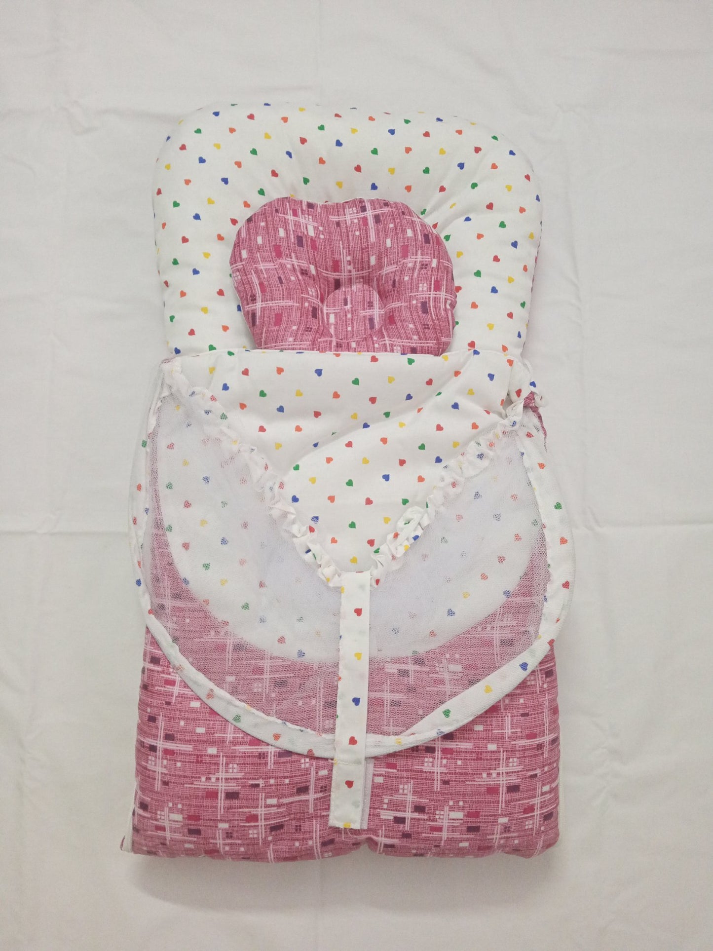 Baby Nest Sleeping Bag with Ruffle Border & Head Pillow | Butterfly Print