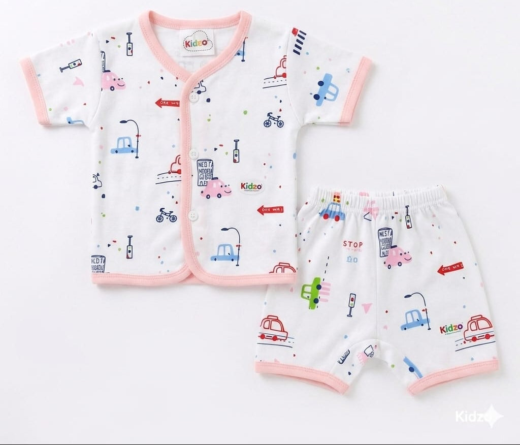 Jhabla & Shorts Set - Transportation Design - Pink