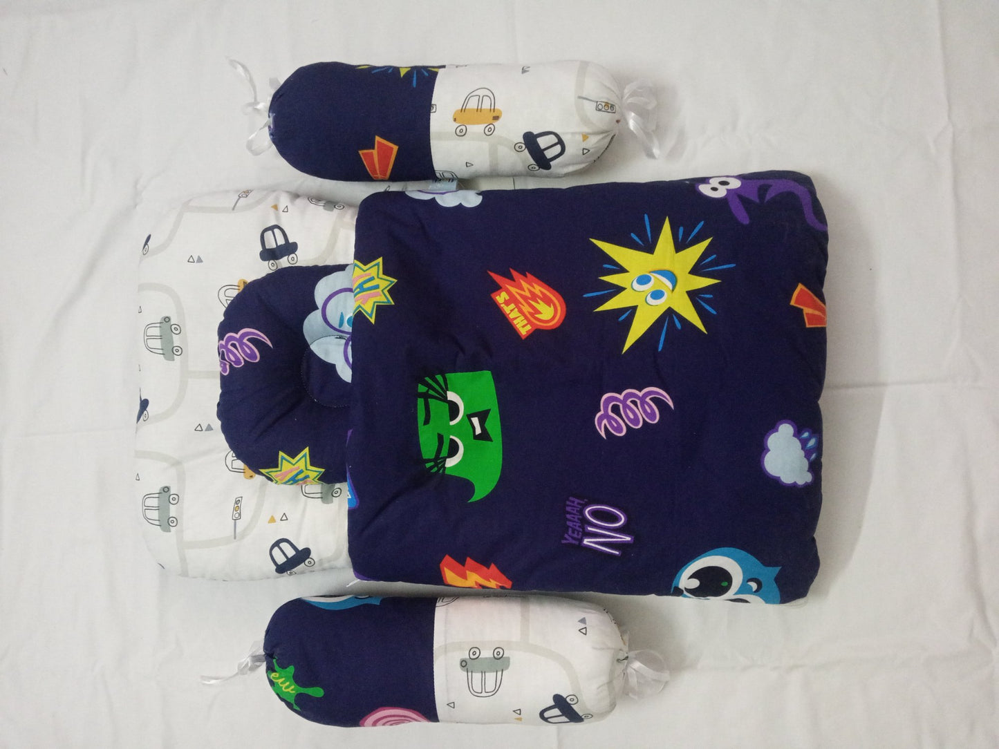 5-Piece Baby Nest Set with Bolster Pillows & Head Support