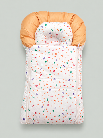 White & Peach Multicolor Printed Baby Carry Nest