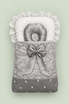 Grey Satin Baby Carry Nest with Lace & Bow