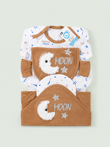 Newborn Baby Starter Set (6 Pcs) – Moon Design | Brown