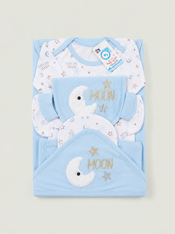 Newborn Baby Starter Set (6 Pcs) – Moon Design | Blue
