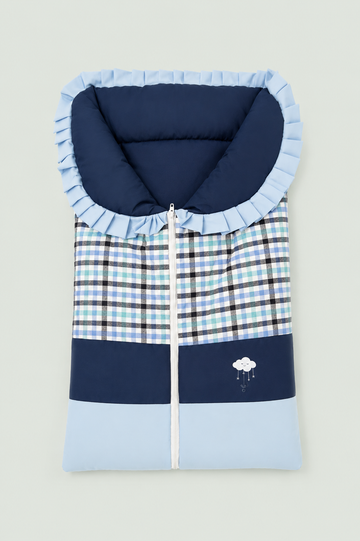 Cloud Check Baby Carry Nest – Blue