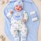 10 Pcs Winter Newborn Baby Starter Set – Blue & White Colour