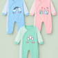 Newborn Baby Romper Set of 3 – Blue, Pink & Mint Green