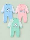 Newborn Baby Romper Set of 3 – Blue, Pink & Mint Green