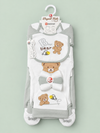 Newborn Baby Boys 10 Pcs Winter Starter Set – White with Grey Teddy Bear  Design