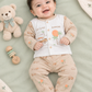 Baby Boys 2-Piece Let's Go Surfing Printed Suit – White & Peach