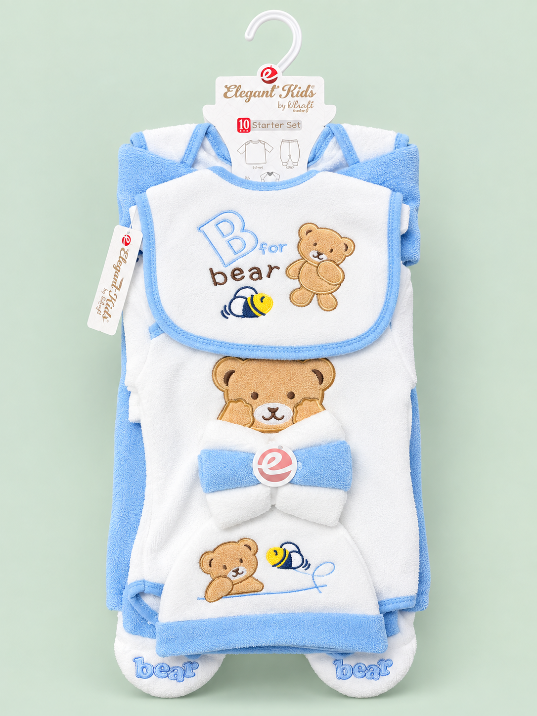 10 Pcs Winter Newborn Starter Set – Blue Teddy Bear Design