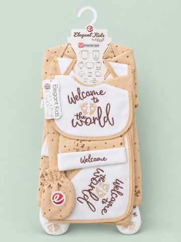12 Pcs Winter Baby Starter Set | Beige Welcome to the World