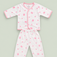 Newborn Baby 2-Piece Dress Set – White & Pink Bunny Print Cotton Baby Suit