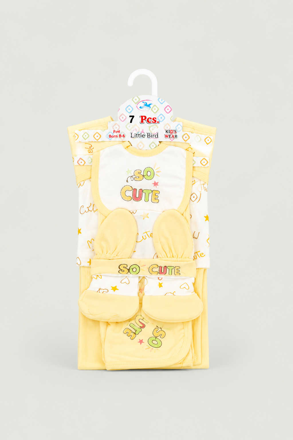 Newborn Baby Starter Set (7 Pcs) – So Cute Design | Yellow