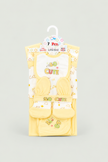 Newborn Baby Starter Set (7 Pcs) – So Cute Design | Yellow