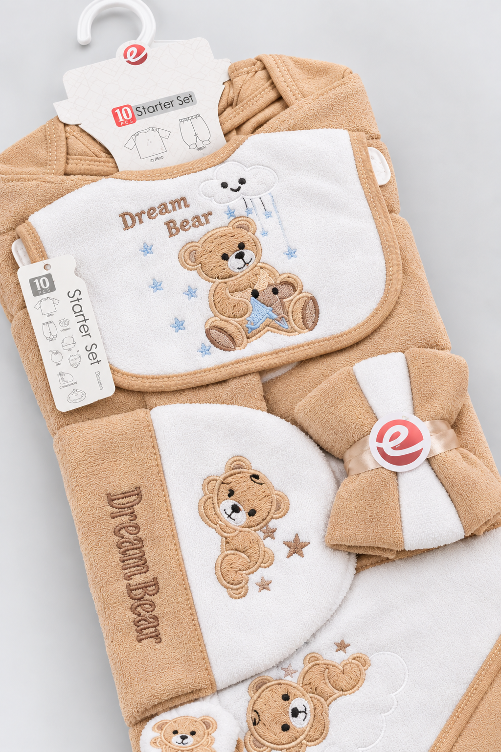 10 Pcs Winter Baby Starter Set | Beige Dream Bear Newborn Set
