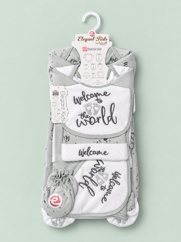 12 Pcs Winter Baby Starter Set | Grey Welcome to the World