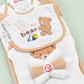 10 Pcs Winter Baby Starter Set – Beige & White Teddy Bear Design