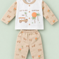 Baby Boys 2-Piece Let's Go Surfing Printed Suit – White & Peach