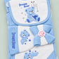 10 Pcs Newborn Baby Winter Starter Set – Sky Blue & White Dream Bear Design