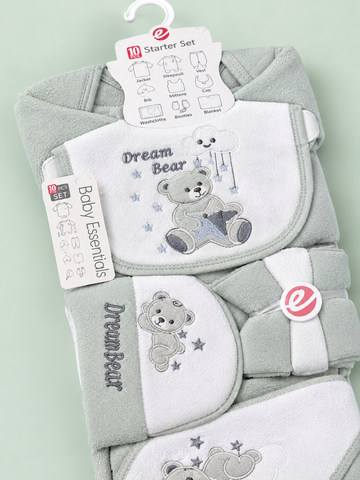 10 Pcs Winter Baby Starter Set | light grey Dream Bear Newborn Set