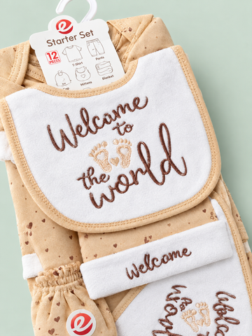 12 Pcs Winter Baby Starter Set | Beige Welcome to the World