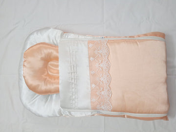 Premium Satin Baby Sleeping Bag with Lace Detail & Head Pillow
