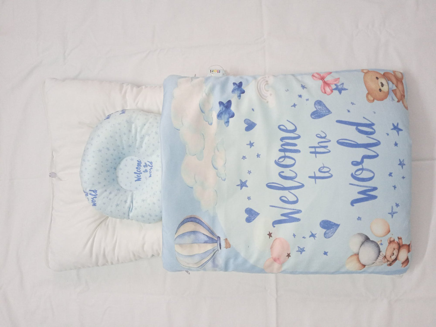 "Welcome to the World" Baby Nest Sleeping Bag & Pillow Gift Set