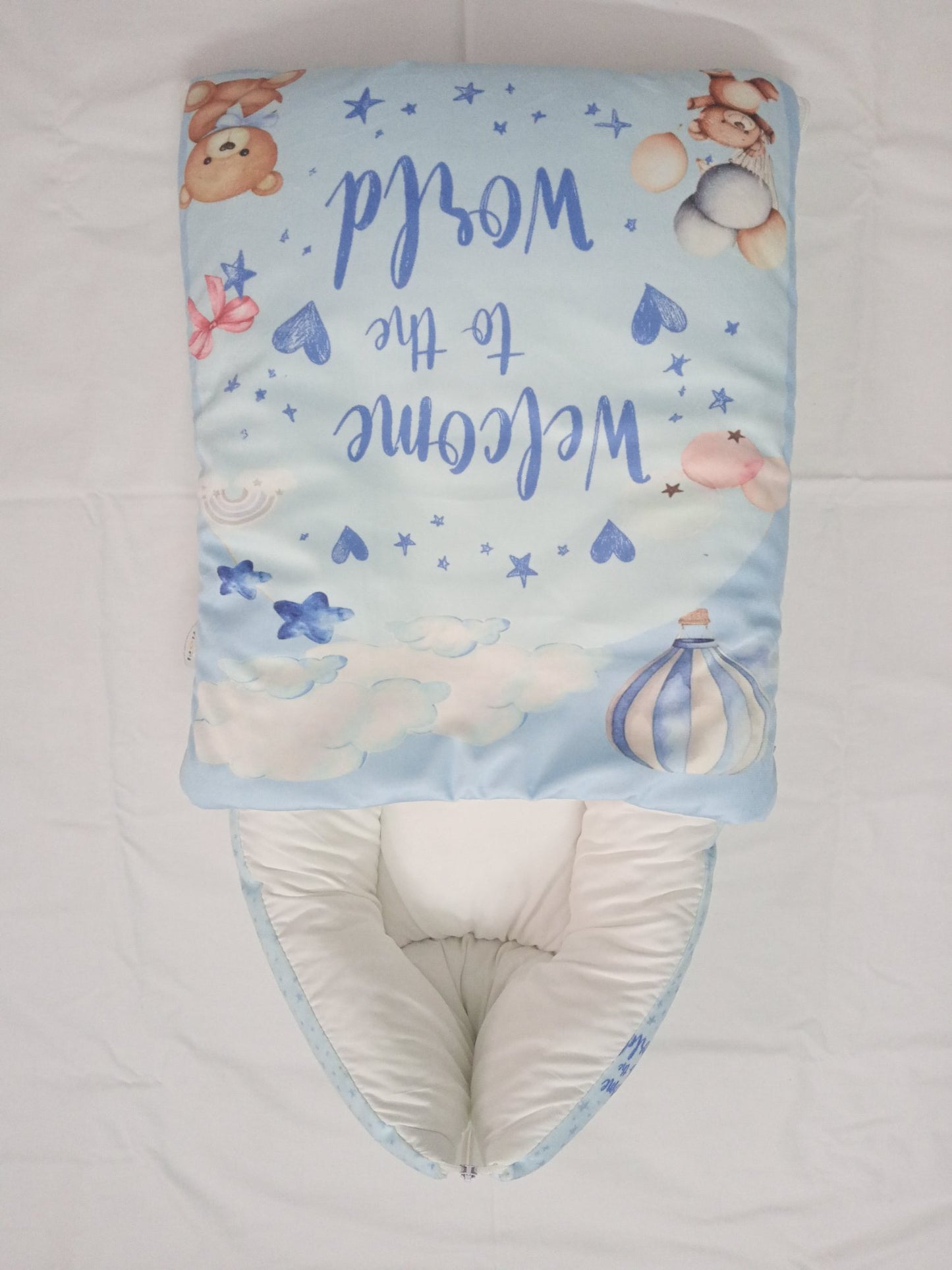 "Welcome to the World" Baby Nest Sleeping Bag & Pillow Gift Set