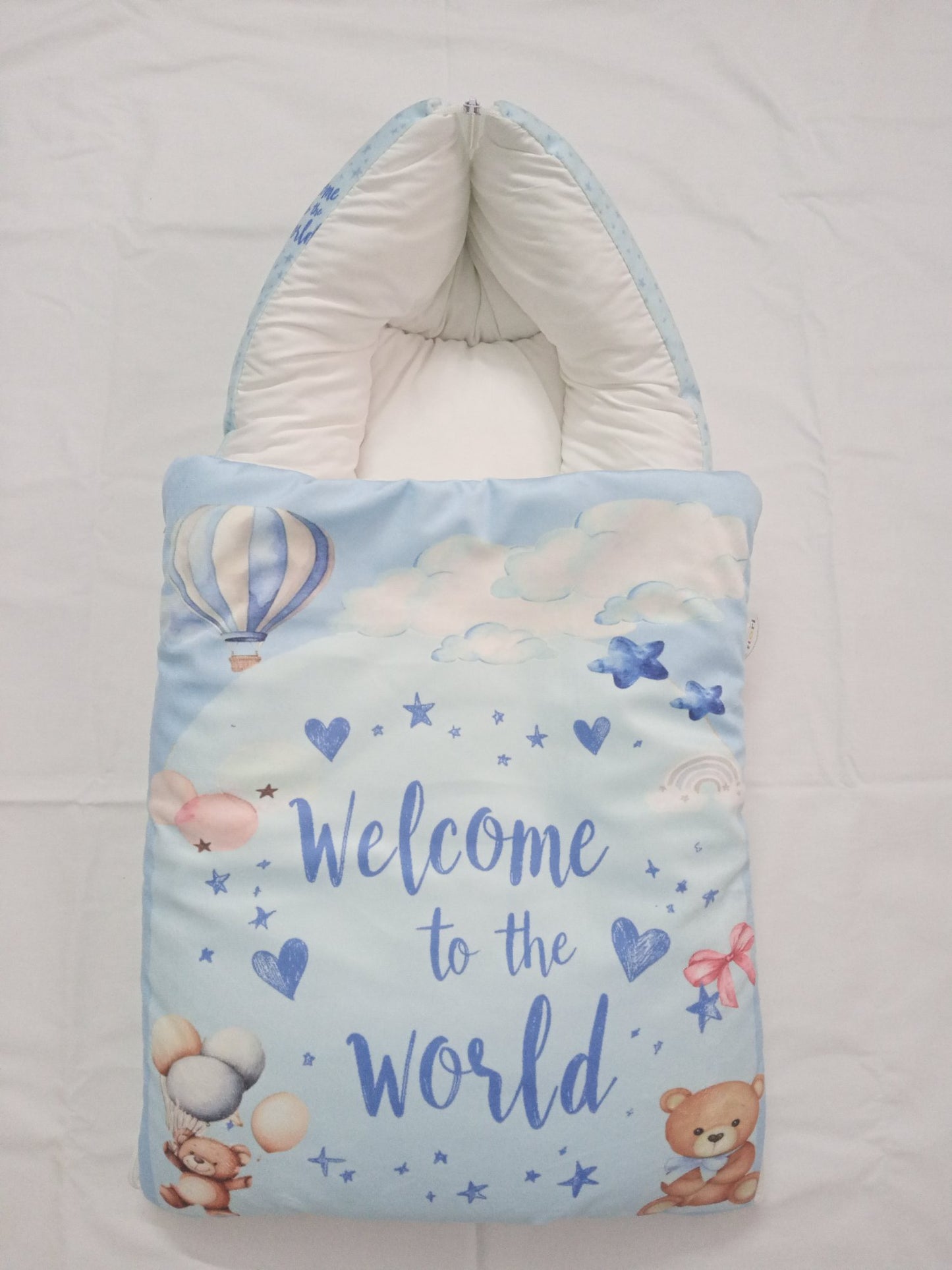 "Welcome to the World" Baby Nest Sleeping Bag & Pillow Gift Set