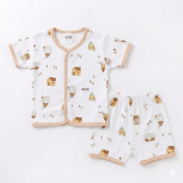 Jhabla & Shorts Set - House Design - Brown