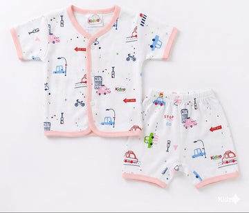 Jhabla & Shorts Set - Transportation Design - Pink