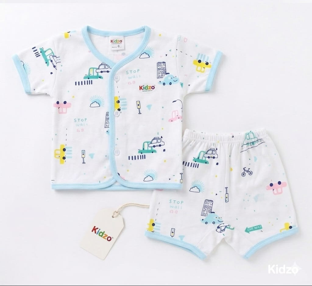 Jhabla & Shorts Set - Transportation Design - Blue