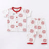 Jhabla & Shorts Set - Welcome to the World Design - Red & White